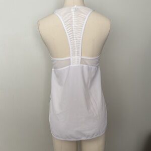 Mondetta White Racerback Lightweight Mesh Pleated Back Running Top XS